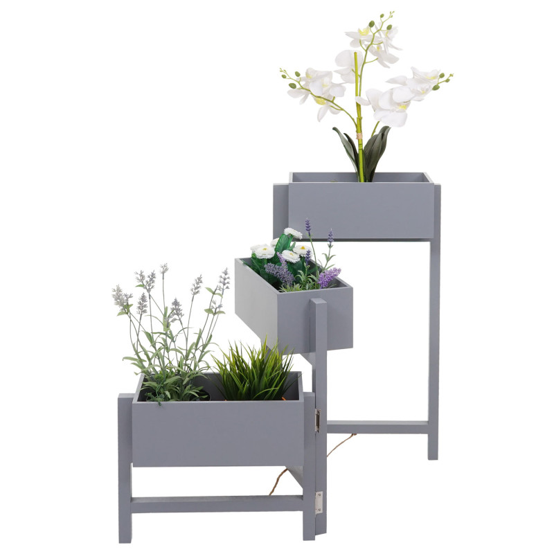 Étagère à plantes T275, Étagère sur pied Porte-fleurs Jardinière, 65x108x15cm, Bois Shabby-Look Vintage - gris-bleu