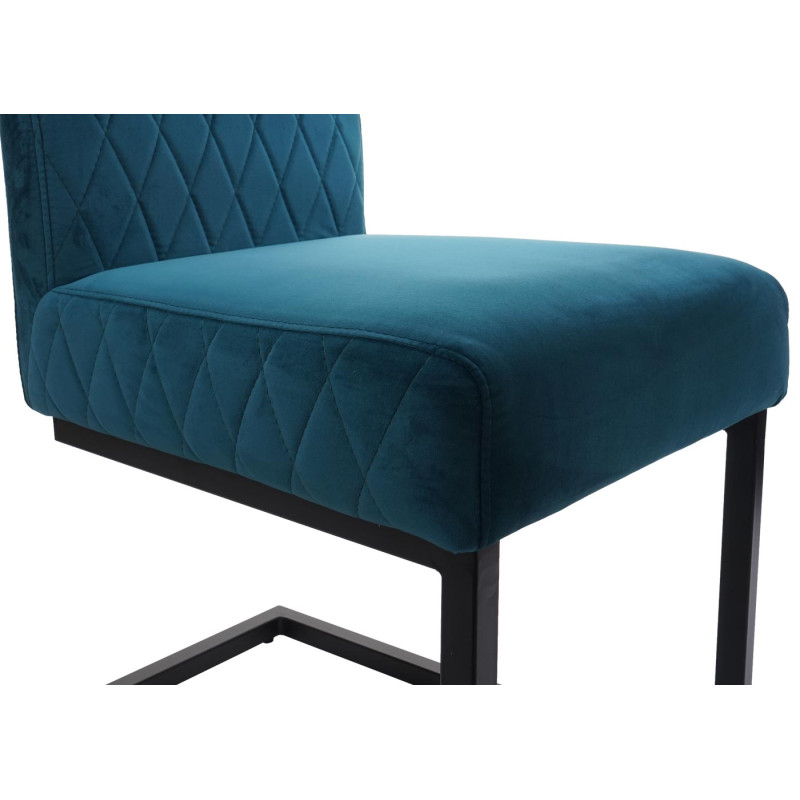 Lot de 2 chaises cantilever chaise visiteur chaise de conférence, velours acier époxy - turqoise-bleu