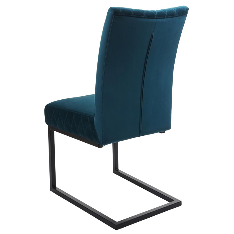 Lot de 2 chaises cantilever chaise visiteur chaise de conférence, velours acier époxy - turqoise-bleu