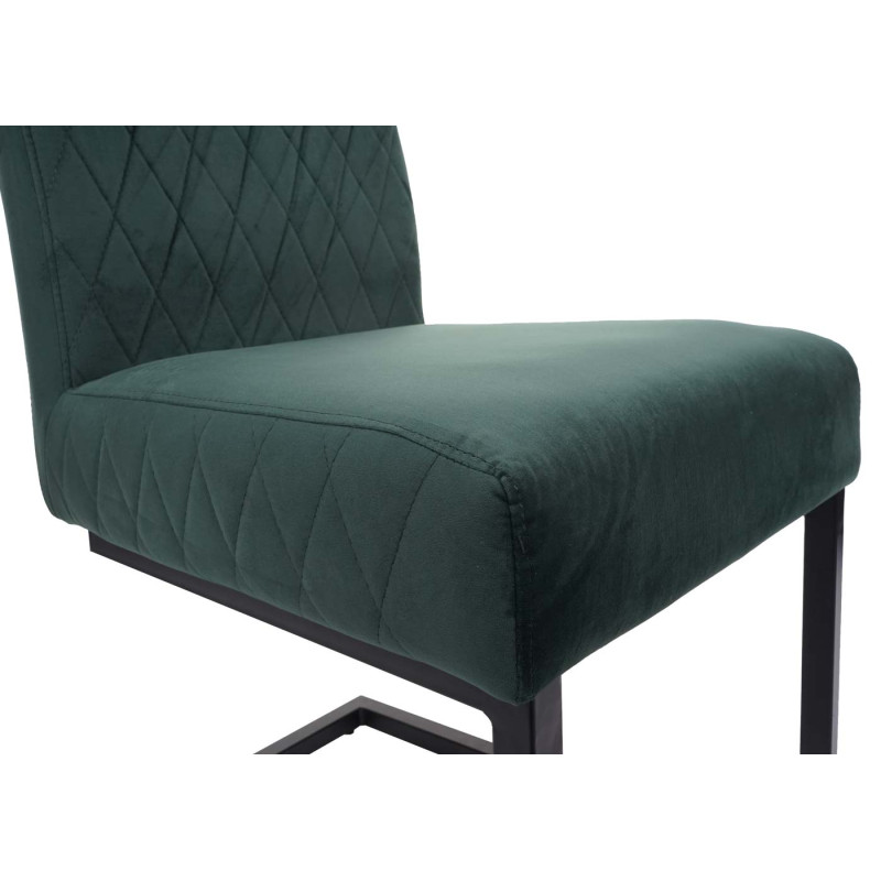 Lot de 2 chaises cantilever chaise visiteur chaise de conférence, velours acier époxy - vert