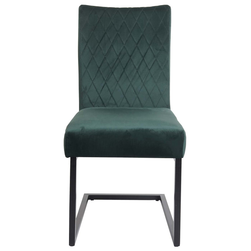 Lot de 2 chaises cantilever chaise visiteur chaise de conférence, velours acier époxy - vert