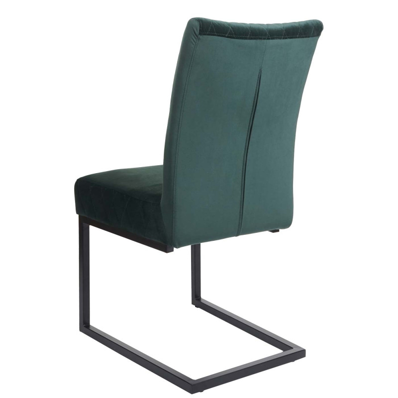 Lot de 2 chaises cantilever chaise visiteur chaise de conférence, velours acier époxy - vert