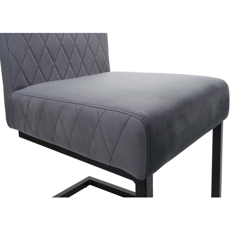 Lot de 2 chaises cantilever chaise visiteur chaise de conférence, velours acier époxy - gris foncé