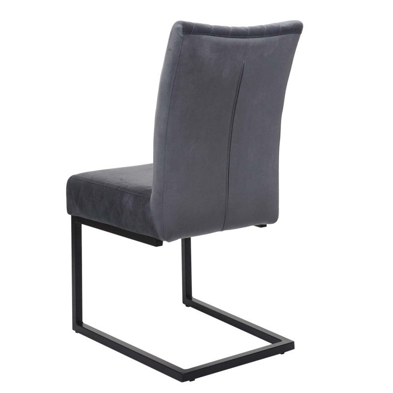 Lot de 2 chaises cantilever chaise visiteur chaise de conférence, velours acier époxy - gris foncé