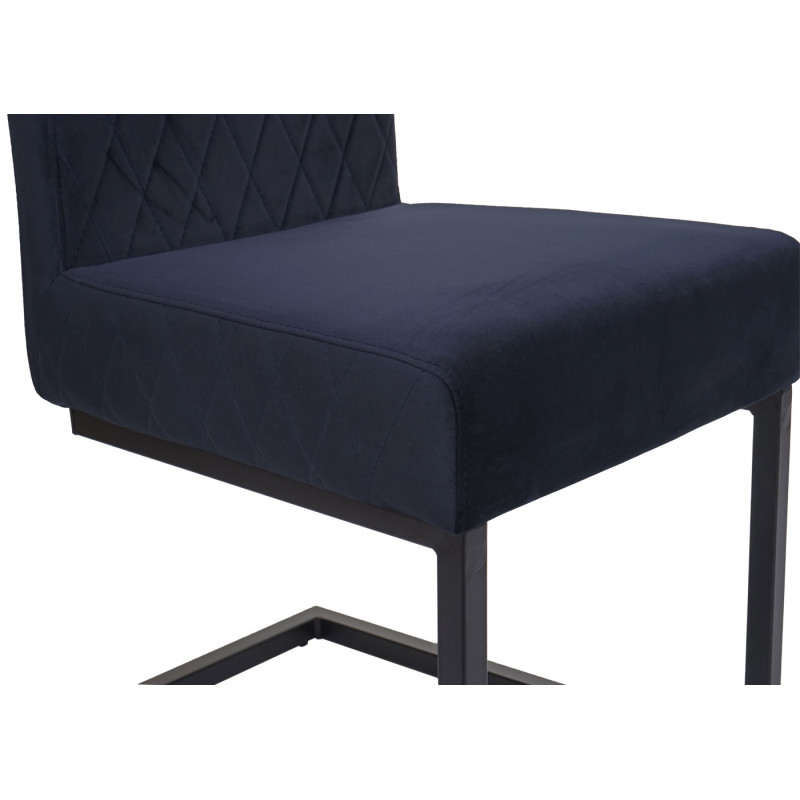 Lot de 2 chaises cantilever chaise visiteur velours acier époxy - anthracite-bleu