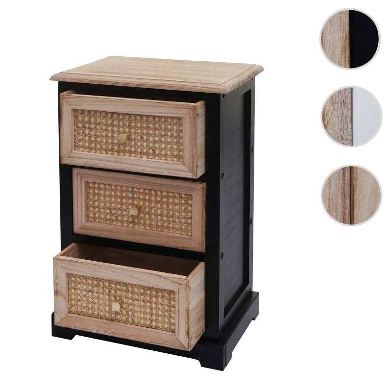 Commode armoire à tiroirs, bois rotin 63x40x28cm - couleur naturelle
