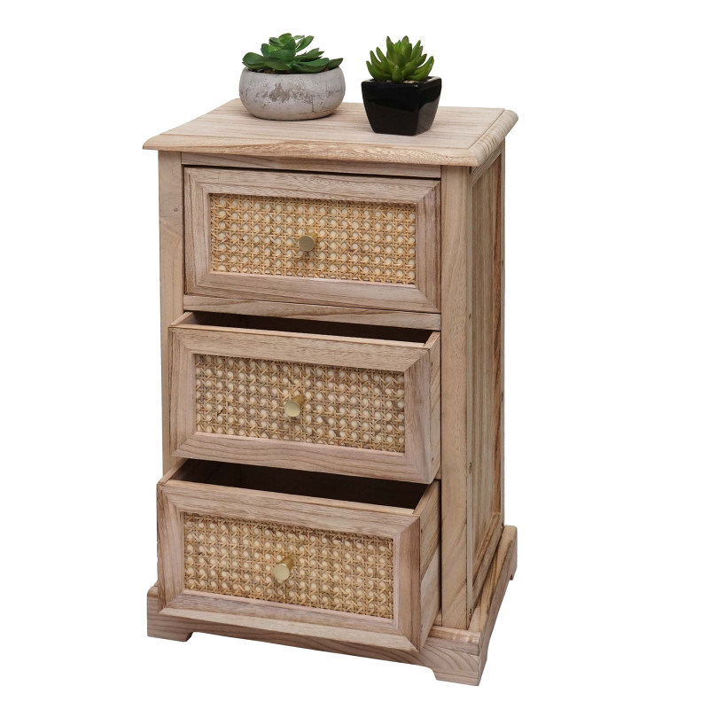 Commode armoire à tiroirs, bois rotin 63x40x28cm - couleur naturelle