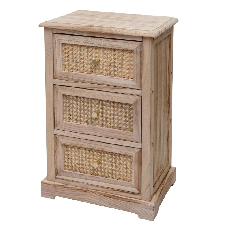 Commode armoire à tiroirs, bois rotin 63x40x28cm - couleur naturelle