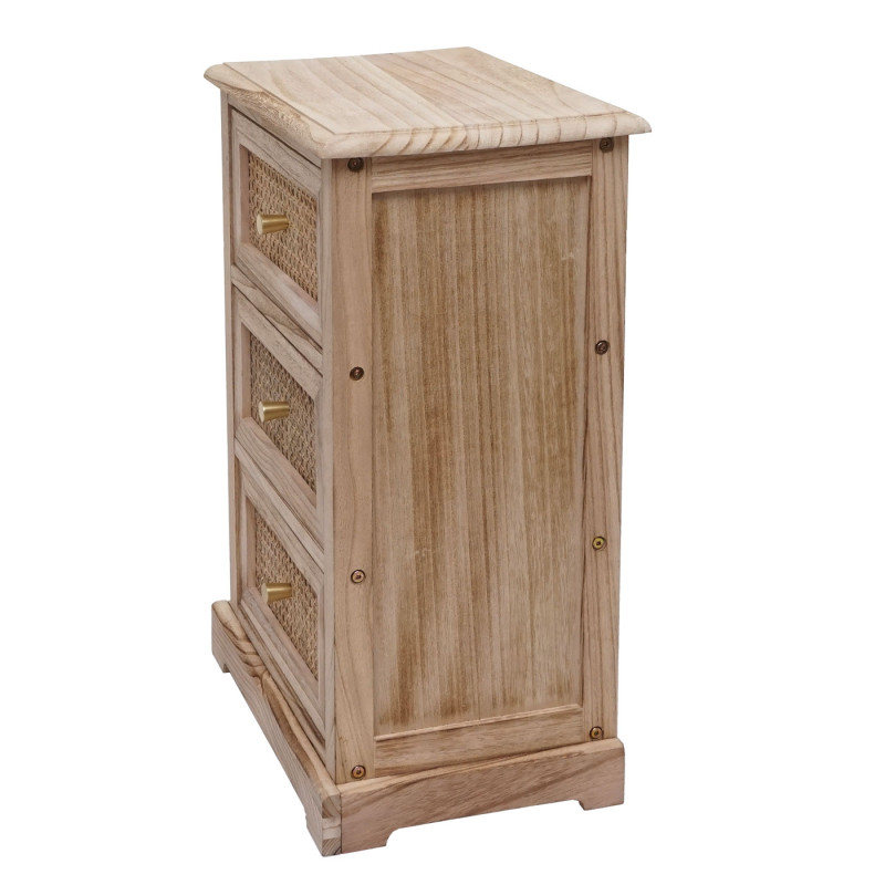 Commode armoire à tiroirs, bois rotin 63x40x28cm - couleur naturelle