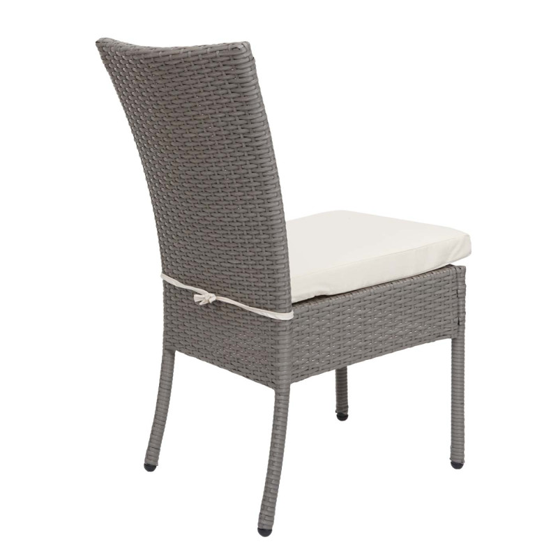Lot de 2 chaises en poly rotin chaise de balcon chaise de jardin, empilable - gris, coussin crème