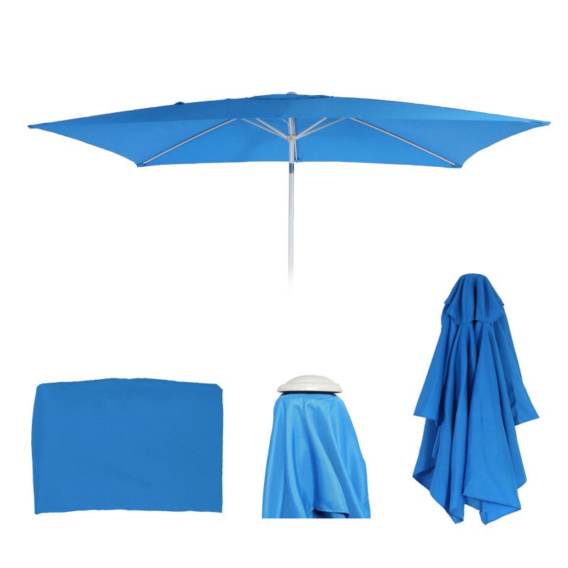 Housse de rechange pour parasol N23, housse de rechange pour parasol, 2x3m rectangulaire tissu/textile 4,5kg UV 50+ - bleu