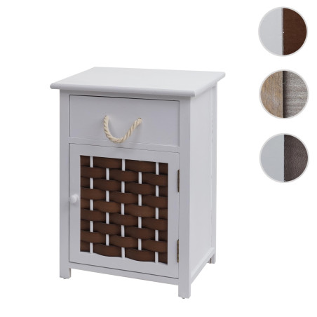 Commode armoire à tiroirs, bois 55x39,5x28,5cm - gris, poly rotin gris foncé