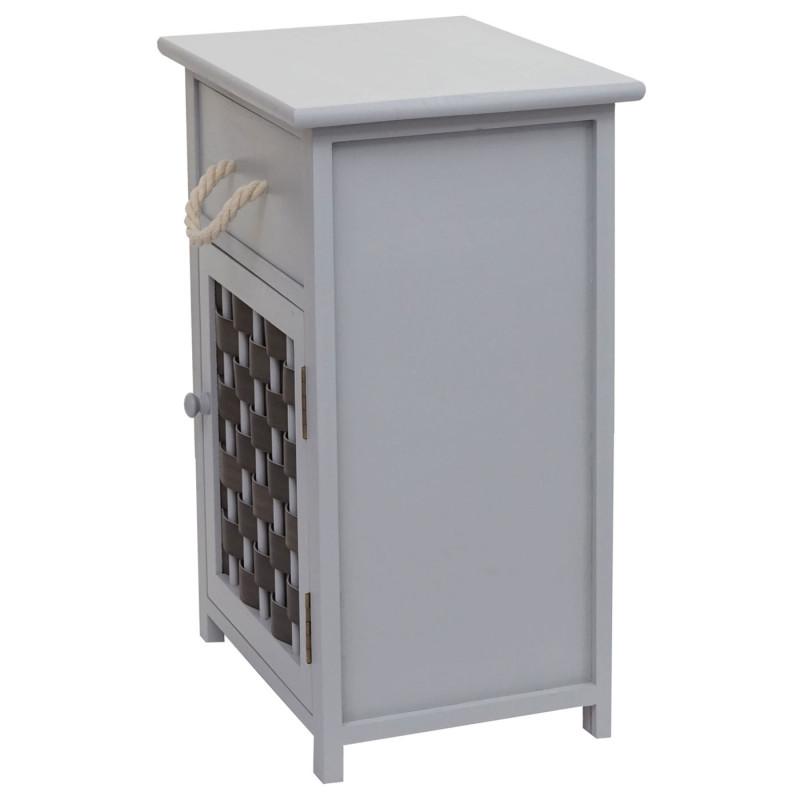 Commode armoire à tiroirs, bois 55x39,5x28,5cm - gris, poly rotin gris foncé