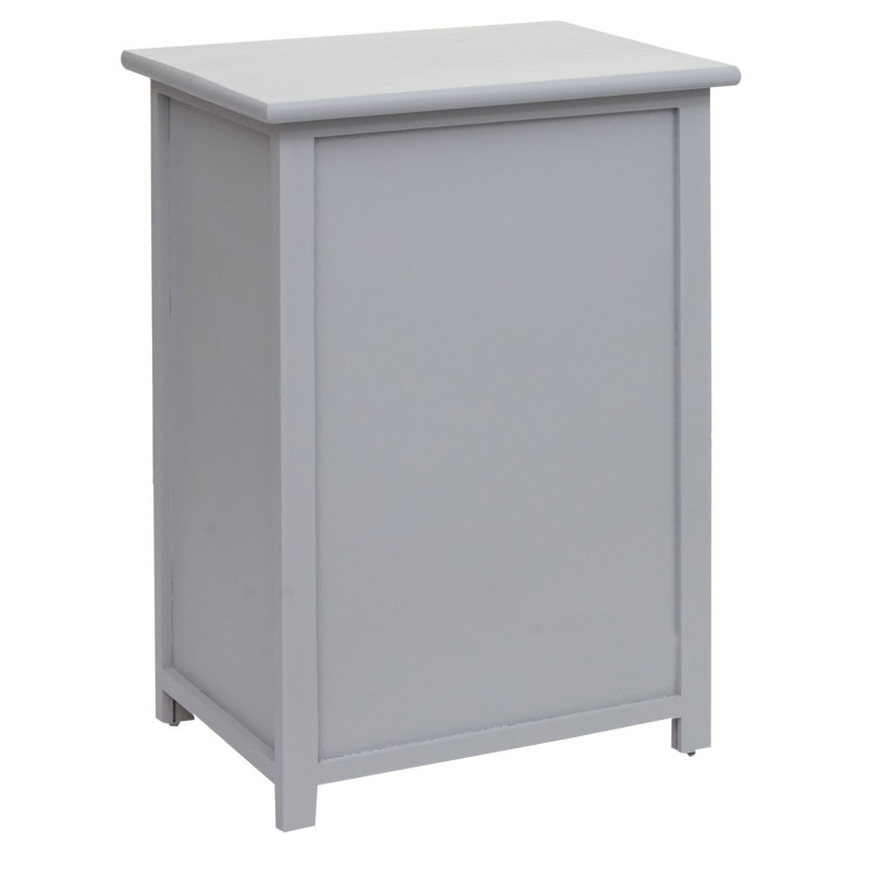 Commode armoire à tiroirs, bois 55x39,5x28,5cm - gris, poly rotin gris foncé