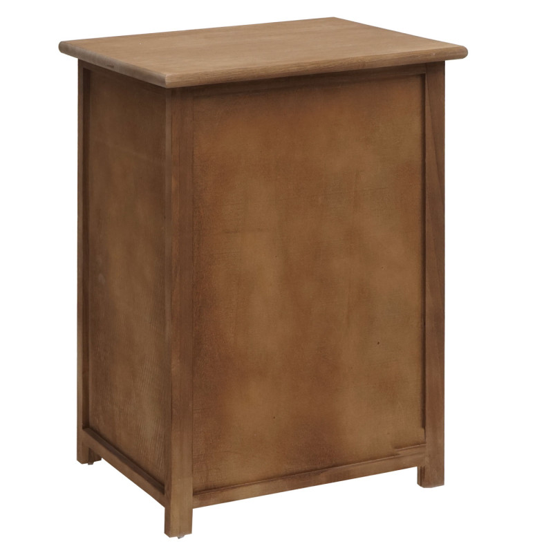 Commode armoire à tiroirs, bois 55x39,5x28,5cm - brun foncé, poly rotin brun foncé