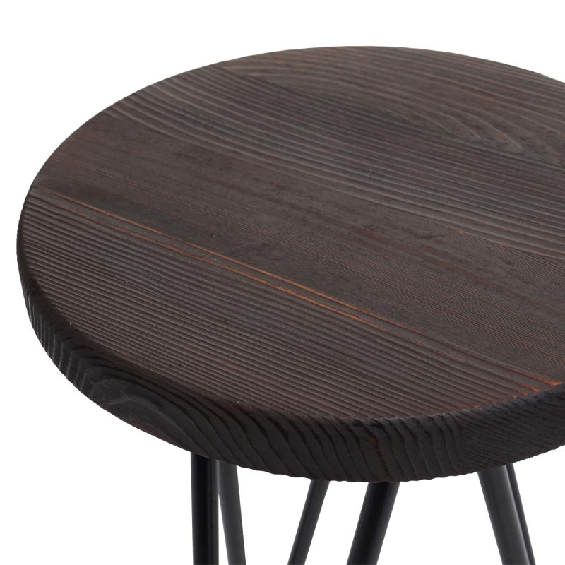 Set de 2 tables d'appoint table de nuit table basse, Industrial bois véritable Ø25cm - brun foncé