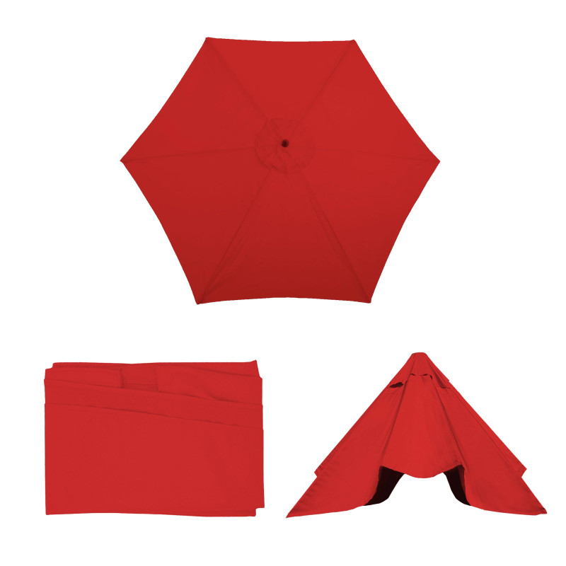 Housse de rechange pour parasol Florida, housse de rechange pour parasol, Ø 3m polyester 6 baleines - rouge