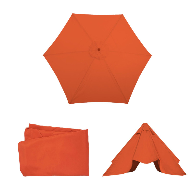 Housse de rechange pour parasol Florida, housse de rechange pour parasol, Ø 3m polyester 6 baleines - terracotta