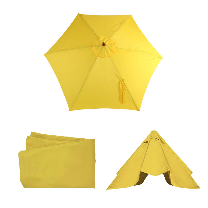 Housse de rechange pour parasol Florida, housse de rechange pour parasol, Ø 3m polyester 6 baleines - jaune
