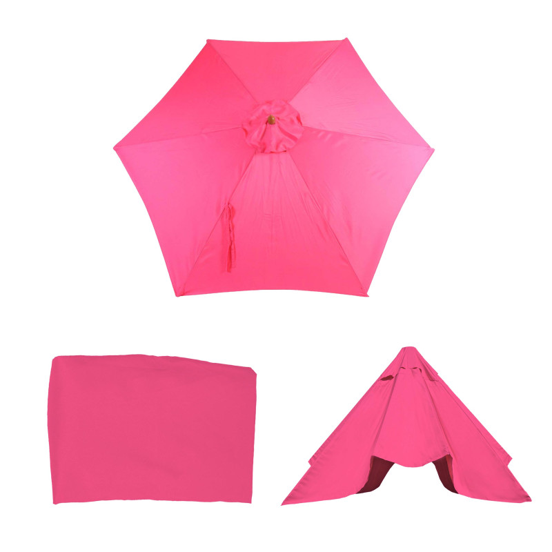 Housse de rechange pour parasol Florida, housse de rechange pour parasol, Ø 3m polyester 6 baleines - rose