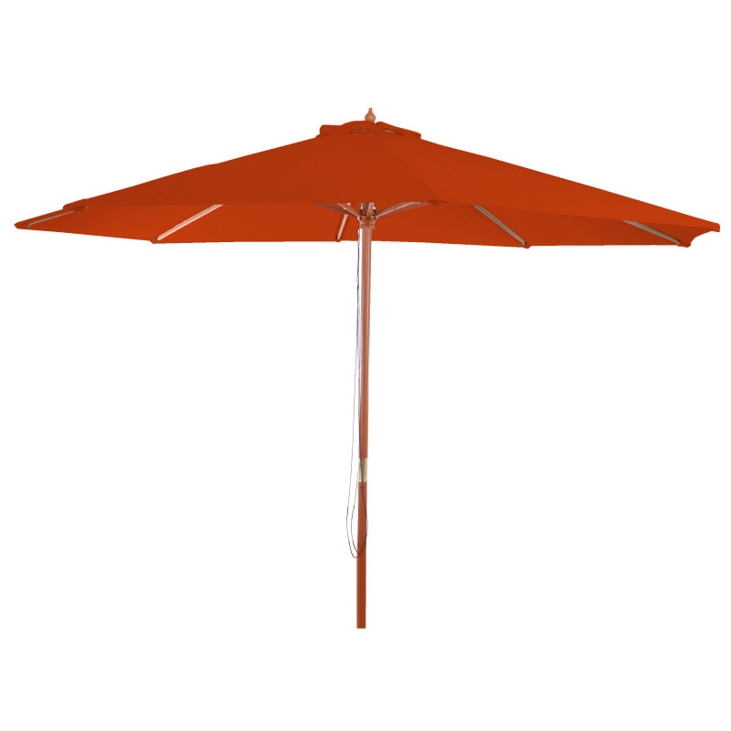 Parasol Florida, parasol de marché, Ø 3m polyester/bois - terre-cuite