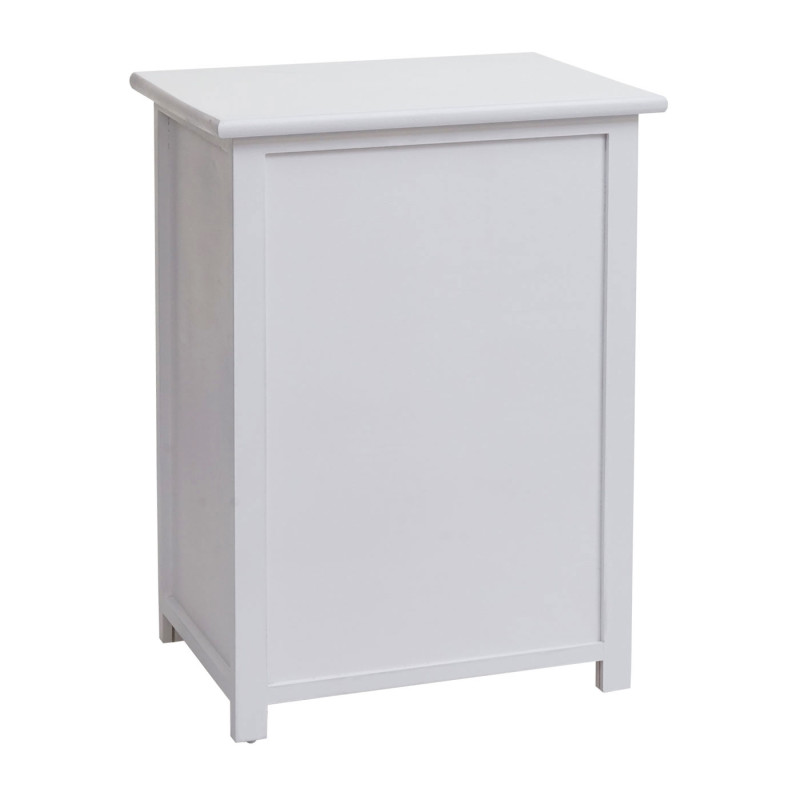 Commode armoire à tiroirs, bois 55x39,5x28,5cm - blanc, poly rotin brun