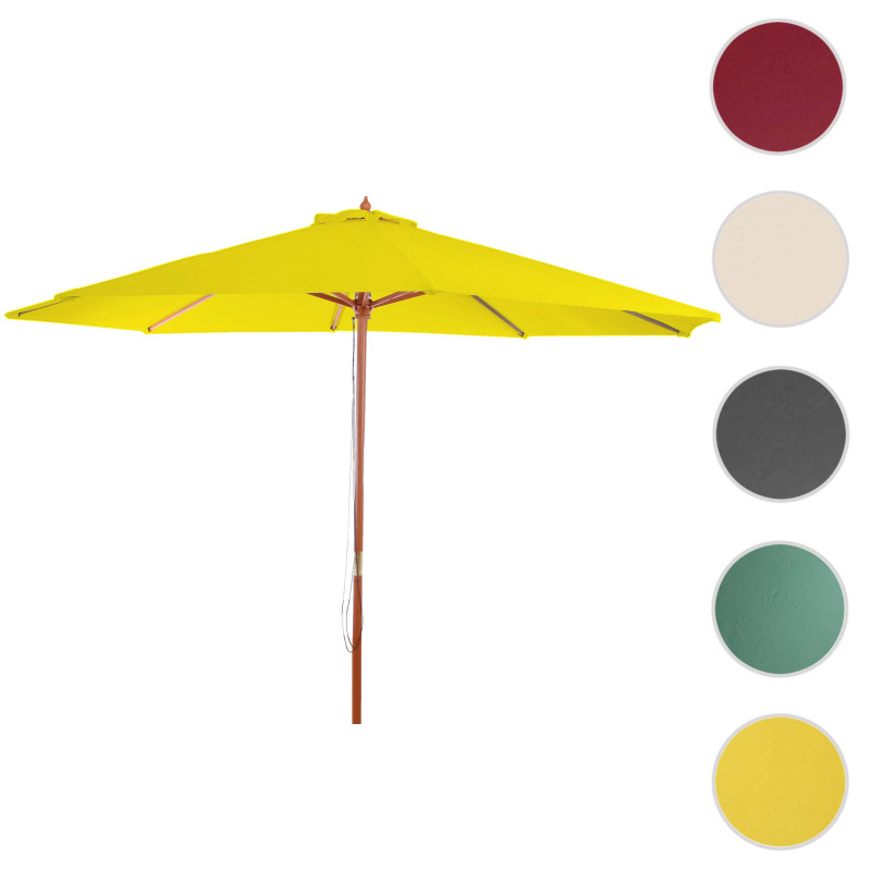 Parasol Florida, parasol de marché, Ø 3,5m polyester/bois 7kg - jaune