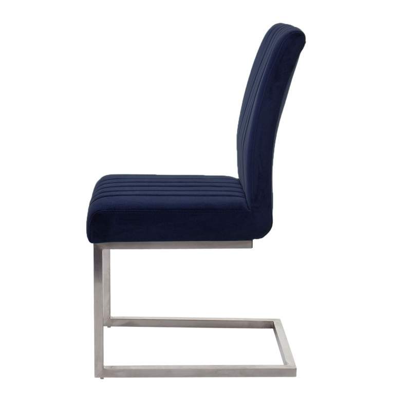 Lot de 2 chaises cantilever chaise de conférence, velours inox brossé - anthracite-blau