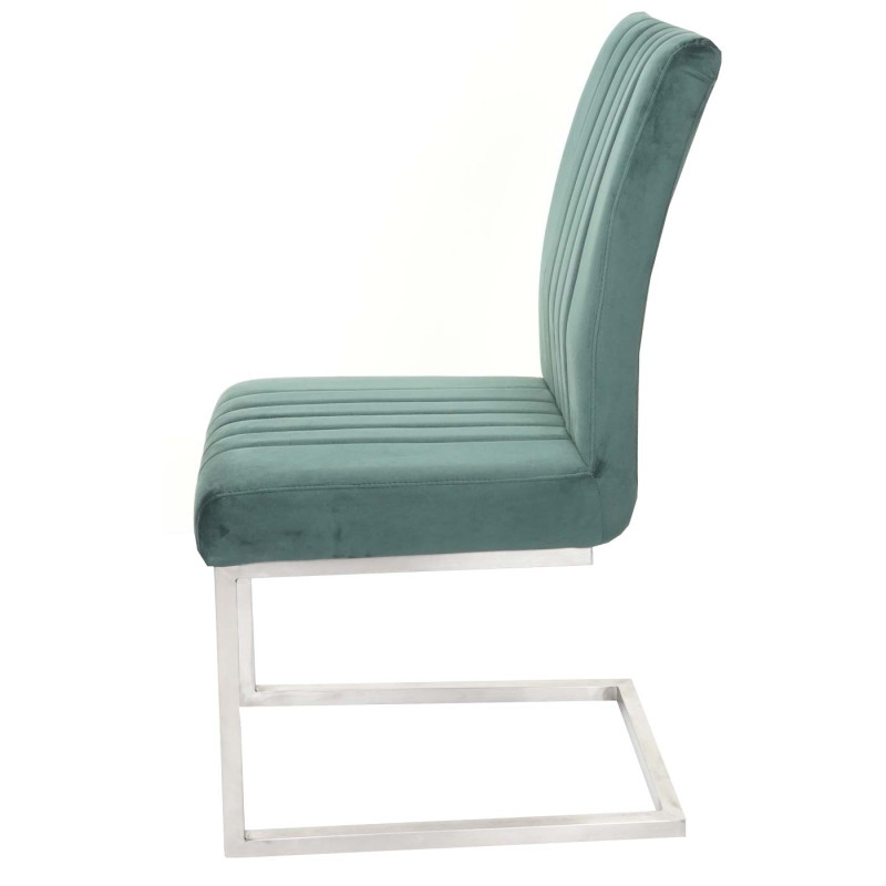 Lot de 2 chaises cantilever chaise visiteur chaise de conférence, velours inox brossé - vert