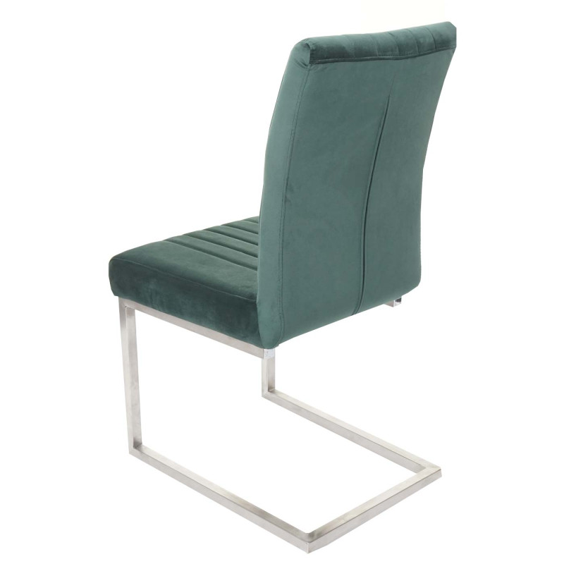 Lot de 2 chaises cantilever chaise visiteur chaise de conférence, velours inox brossé - vert