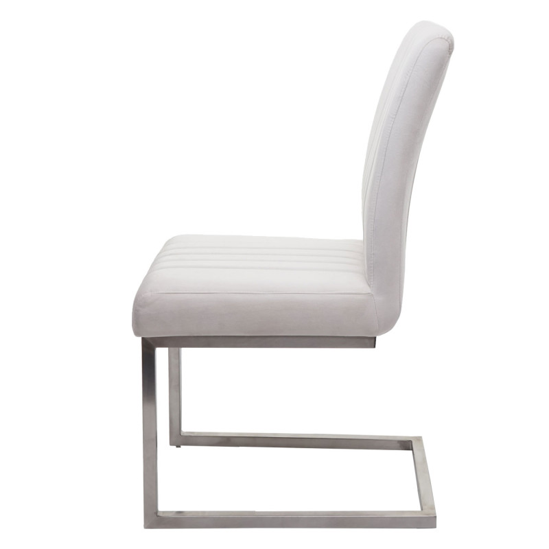 Lot de 2 chaises cantilever chaise visiteur chaise de conférence, velours inox brossé - crème-blanc