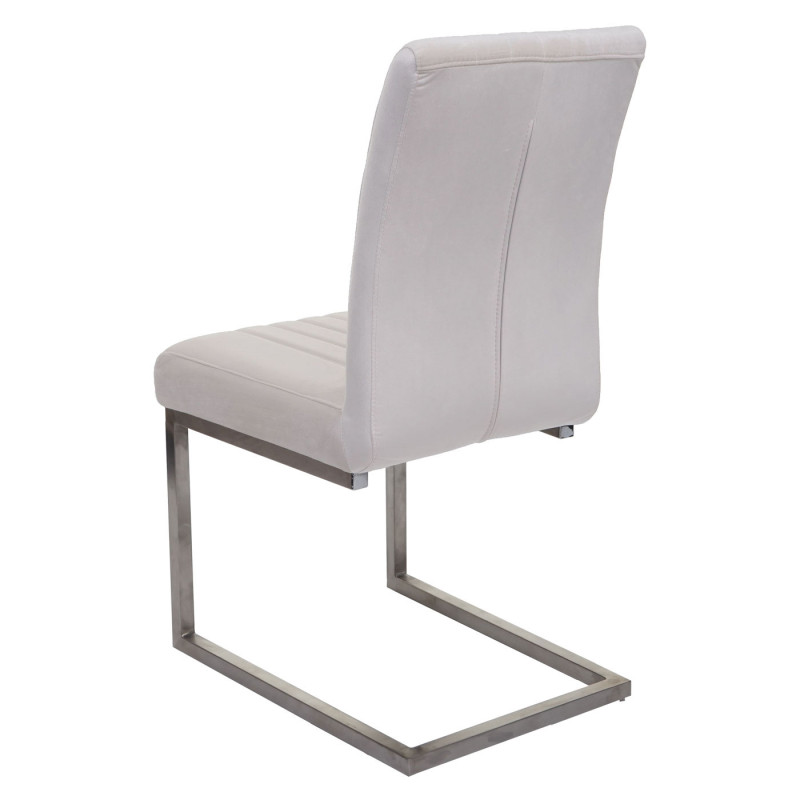 Lot de 2 chaises cantilever chaise visiteur chaise de conférence, velours inox brossé - crème-blanc