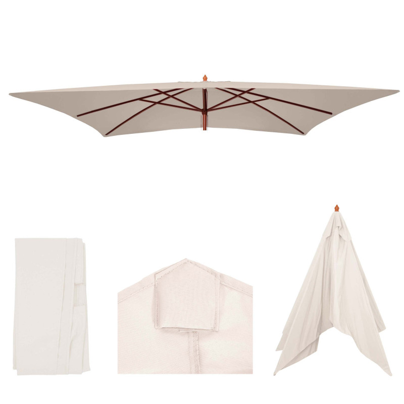 Housse de rechange pour parasol en bois Florida 2x3m, housse de parasol de jardin - crème