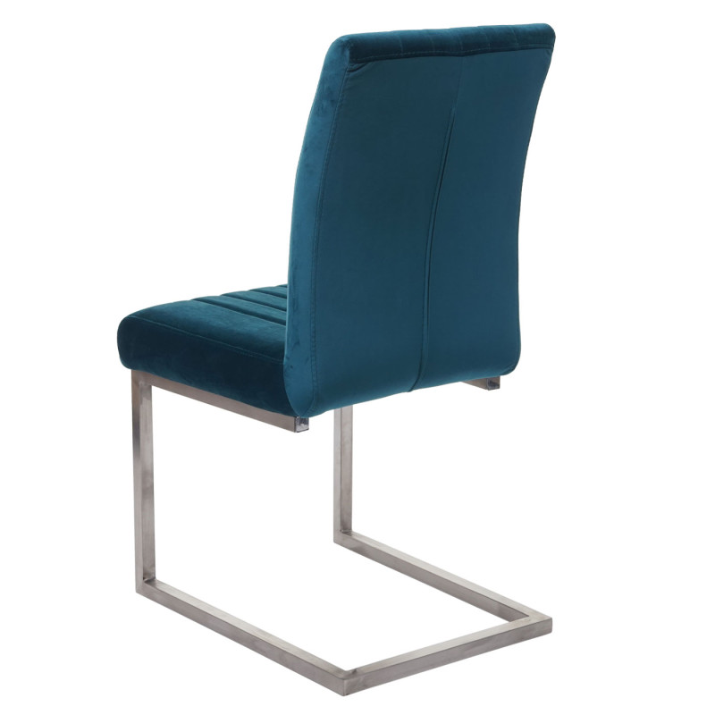 Lot de 2 chaises cantilever chaise de conférence, velours inox brossé - turqoise-bleu