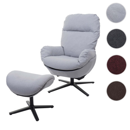 Fauteuil relax + pouf Fauteuil TV Fauteuil à bascule Fonction bascule, pivotant, métal tissu/textile - marron