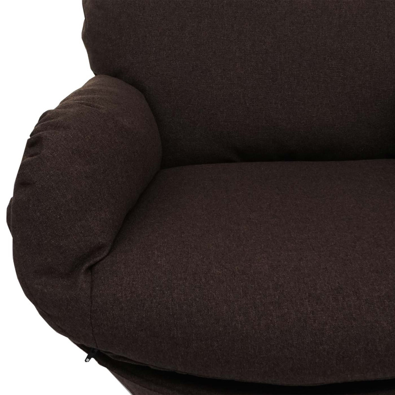 Fauteuil relax + pouf Fauteuil TV Fauteuil à bascule Fonction bascule, pivotant, métal tissu/textile - marron