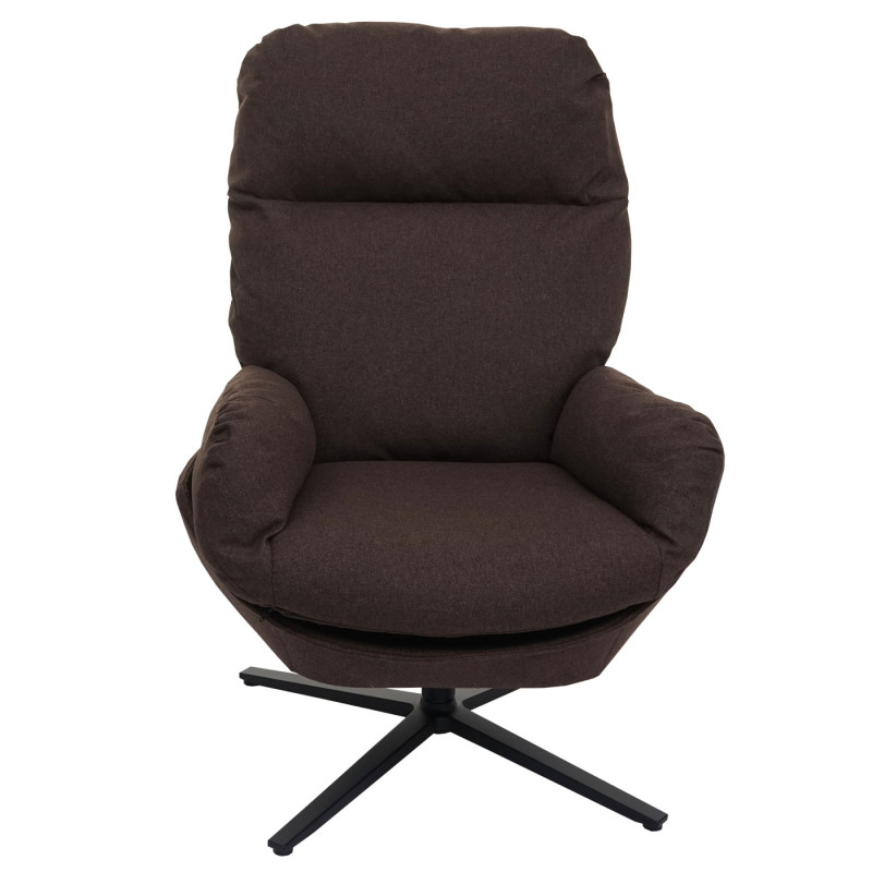 Fauteuil relax + pouf Fauteuil TV Fauteuil à bascule Fonction bascule, pivotant, métal tissu/textile - marron