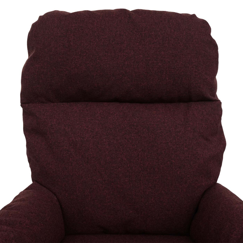 Fauteuil relax + pouf Fauteuil TV Fauteuil à bascule Fonction bascule, pivotant, métal tissu/textile - bordeaux