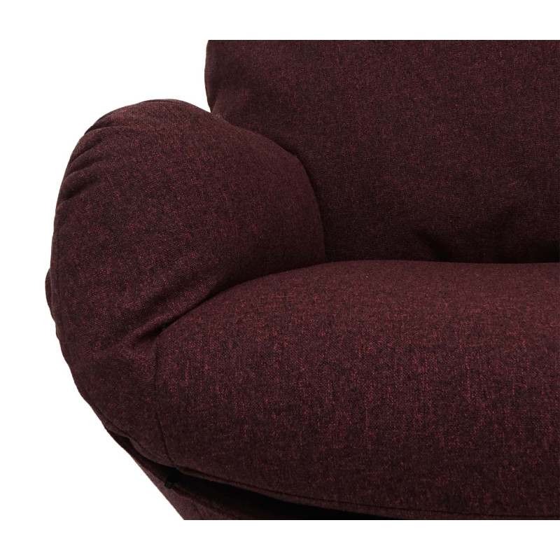 Fauteuil relax + pouf Fauteuil TV Fauteuil à bascule Fonction bascule, pivotant, métal tissu/textile - bordeaux