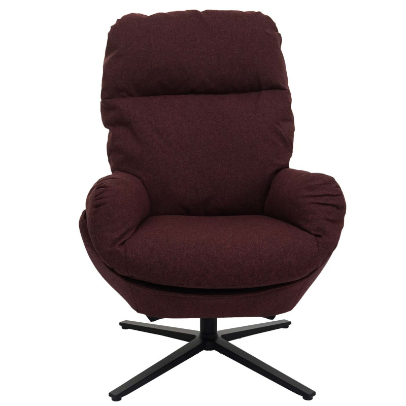 Fauteuil relax + pouf Fauteuil TV Fauteuil à bascule Fonction bascule, pivotant, métal tissu/textile - bordeaux