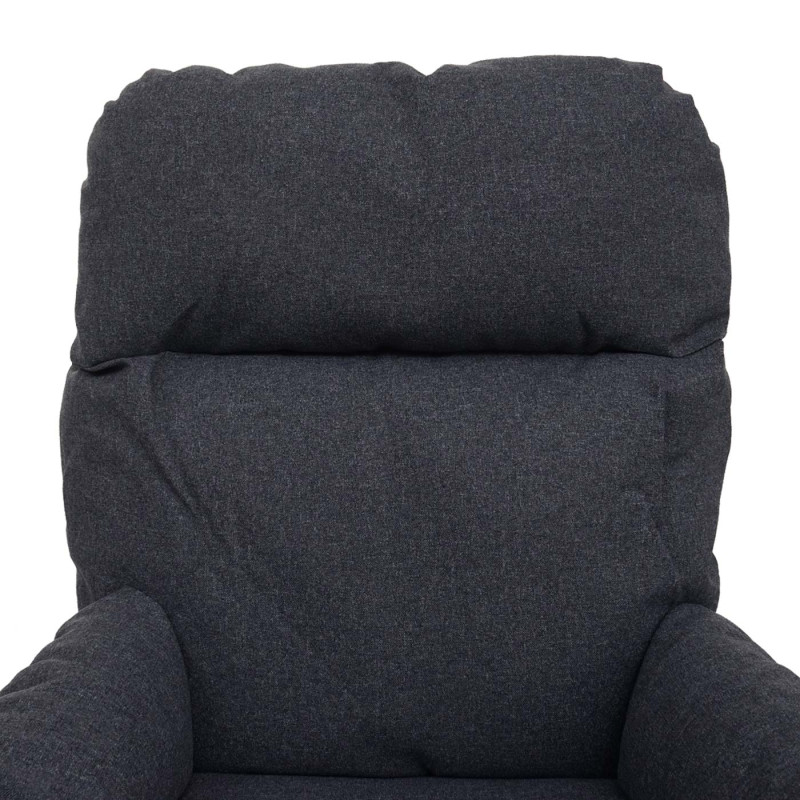 Fauteuil relax + pouf Fauteuil TV Fauteuil à bascule Fonction bascule, pivotant, métal tissu/textile - gris foncé