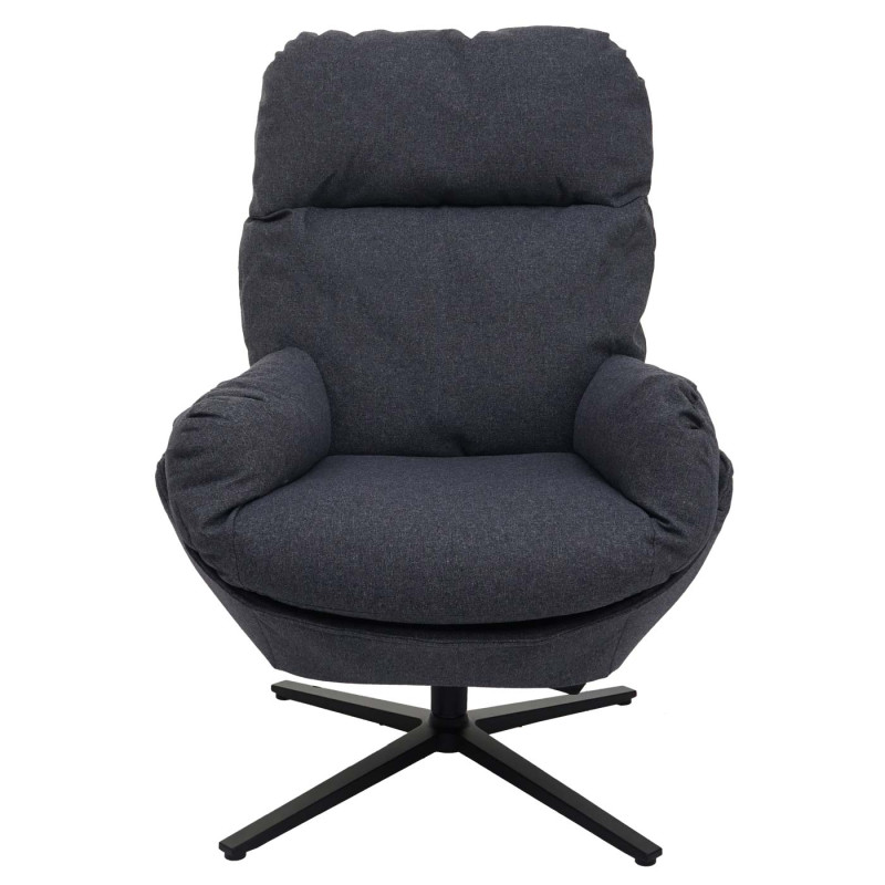 Fauteuil relax + pouf Fauteuil TV Fauteuil à bascule Fonction bascule, pivotant, métal tissu/textile - gris foncé