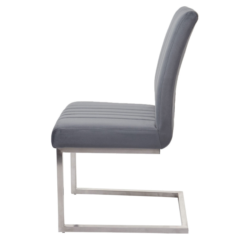 Lot de 2 chaises cantilever chaise visiteur chaise de conférence, velours inox brossé - gris foncé