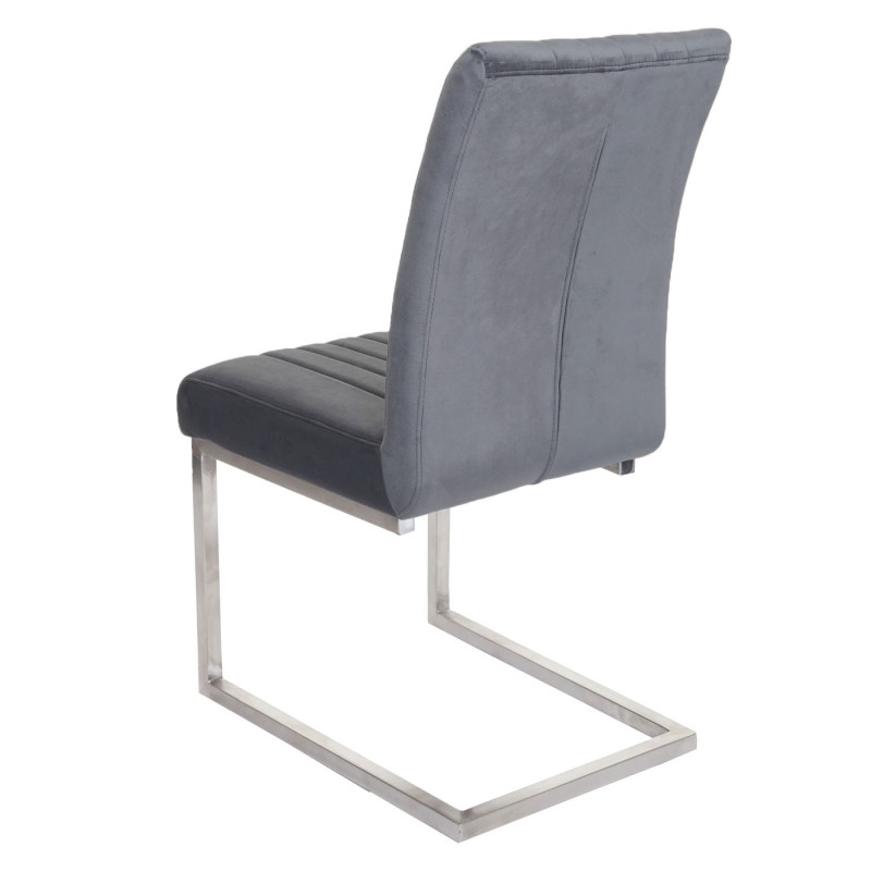 Lot de 2 chaises cantilever chaise visiteur chaise de conférence, velours inox brossé - gris foncé