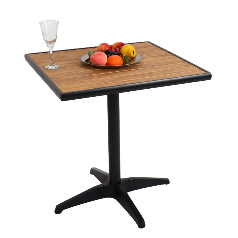 Table de jardin table de balcon table de bistrot, gastronomie aluminium aspect bois - noir, teak