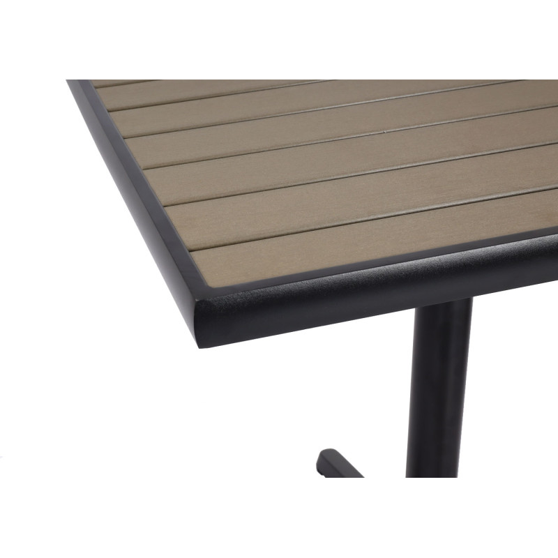 Table de jardin table de balcon table de bistrot, gastronomie Outdoor revêtement alu aspect bois - noir, gris