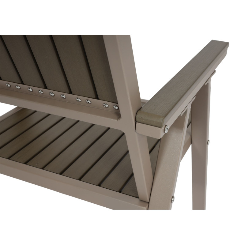 Lot de 2 chaises de jardin chaise de balcon aluminium aspect bois - structure champagne, gris