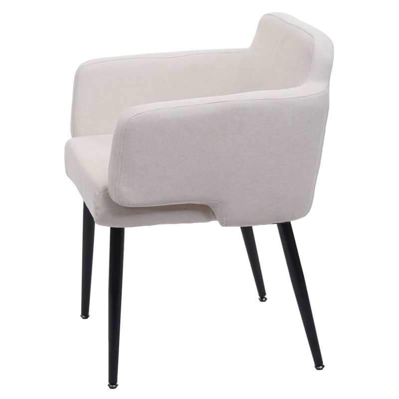 Lot de 6 chaises de salle à manger chaise rembourrée,  avec accoudoirs, tissu/textile métal - crème-blanc