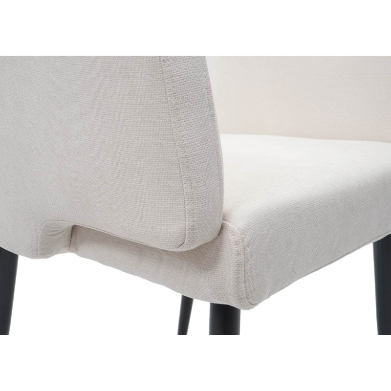 Lot de 6 chaises de salle à manger chaise rembourrée,  avec accoudoirs, tissu/textile métal - crème-blanc