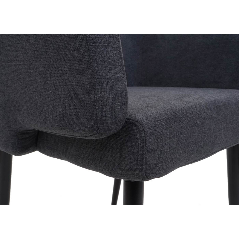 Lot de 6 chaises de salle à manger chaise rembourrée,  avec accoudoirs, tissu/textile métal - anthracite